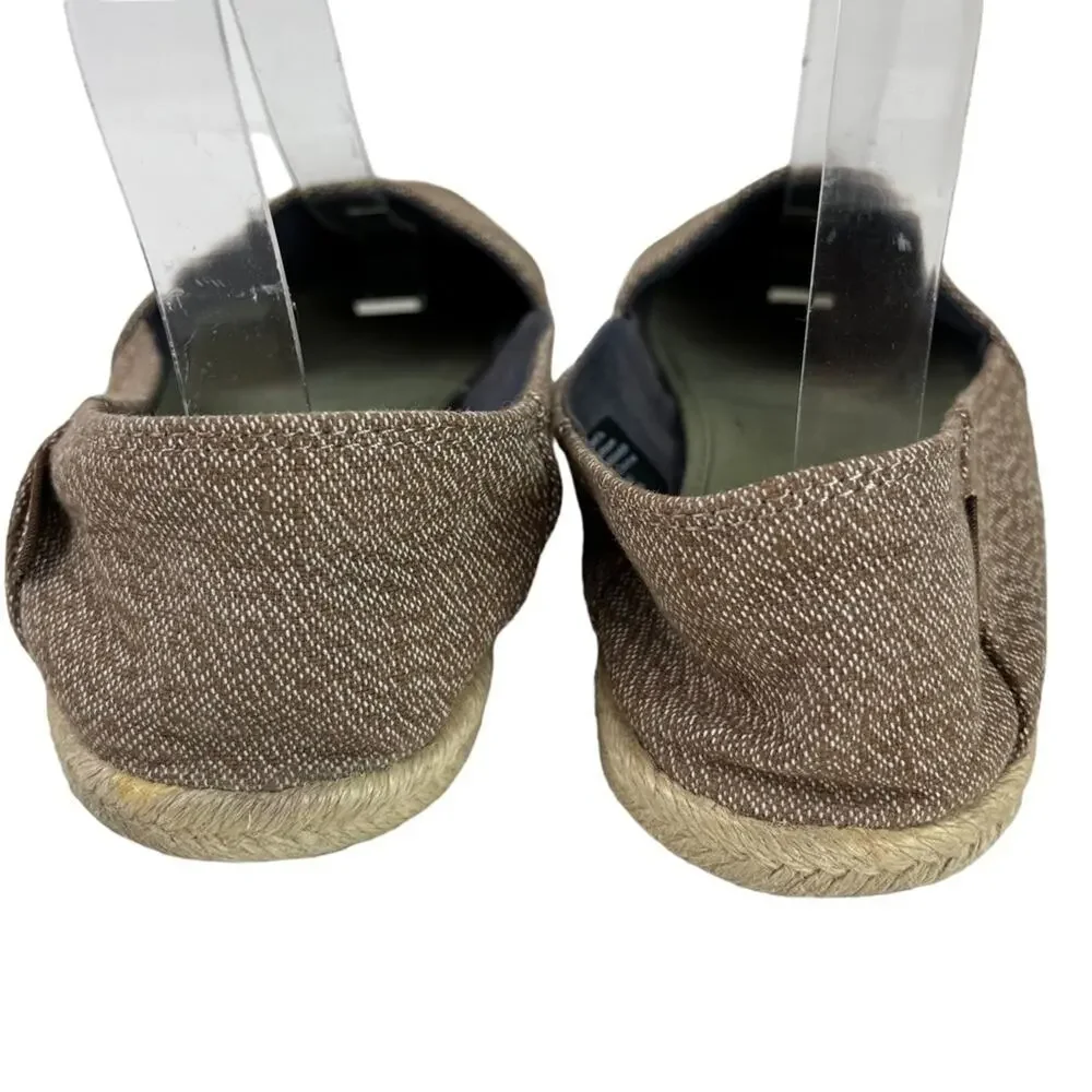 L.L. BEAN Brown Tan Slip On Espadrille Flats Loafers Casual Canvas Shoes sz 7.5